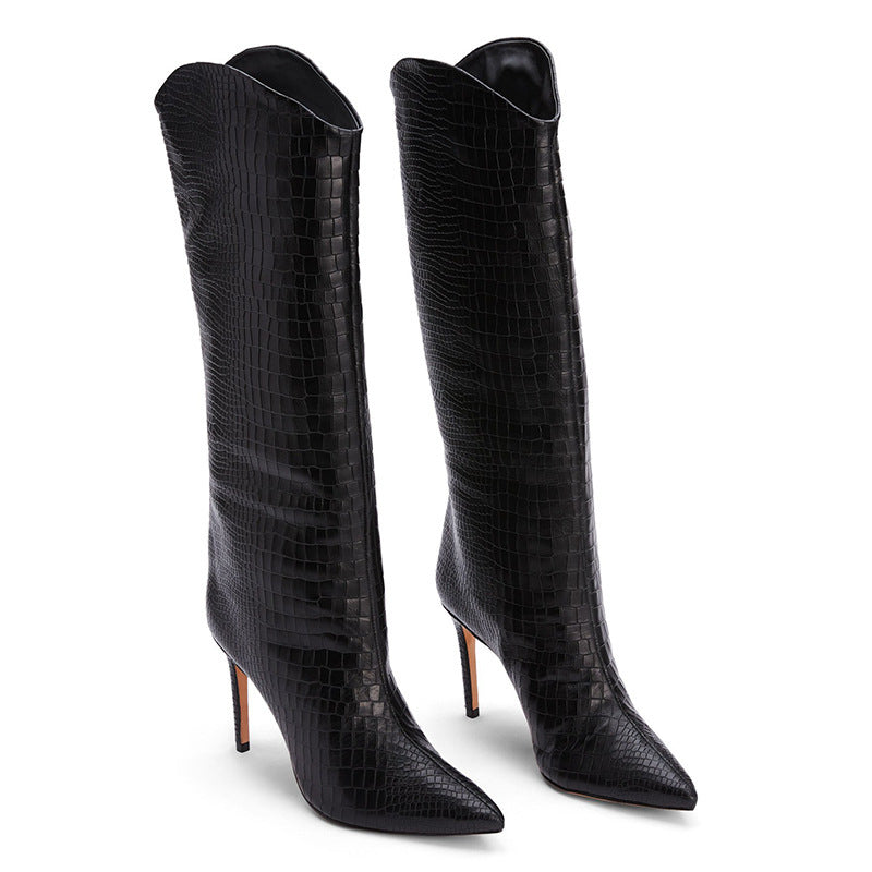 Zapatos de mujer Chengdu con tacones de aguja y botas hasta la rodilla
