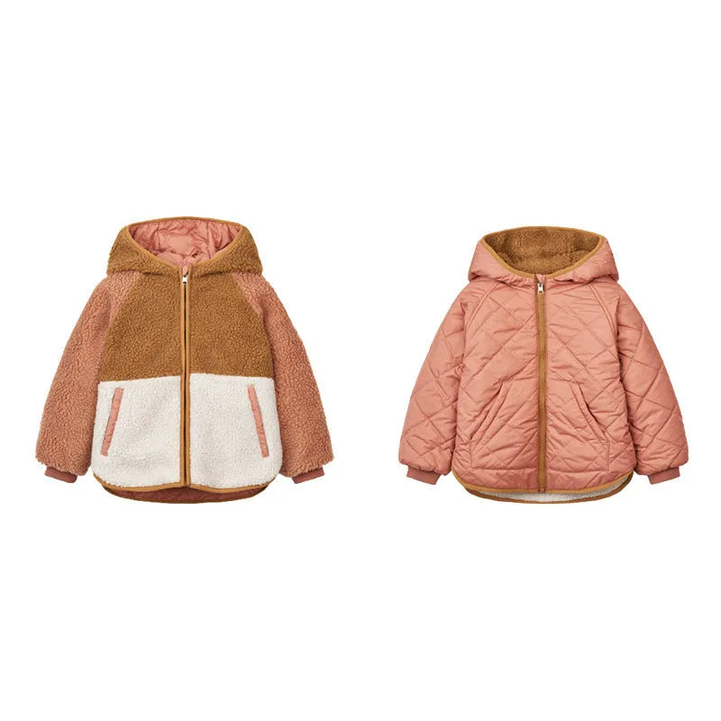 Chaqueta infantil de algodón con capucha de doble cara