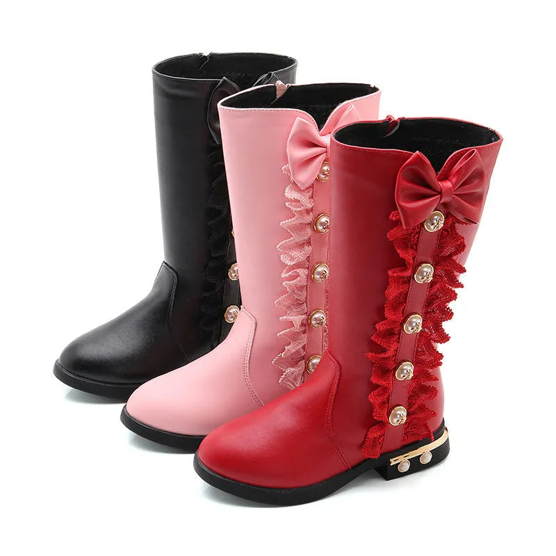 Otoño e invierno nuevas botas para niñas con forro polar