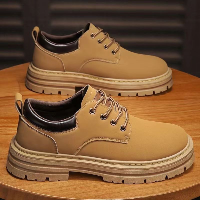 Otoño Nuevos Zapatos de Cuero con Plataforma Transpirable Martin para Hombre Botas Casuales