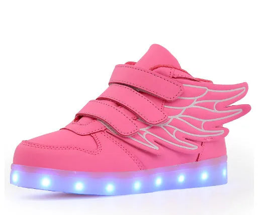 Zapatos para niños Zapatos de luz LED alas para niños zapatos ligeros carga usb zapatos luminosos coloridos zapatos ligeros casuales