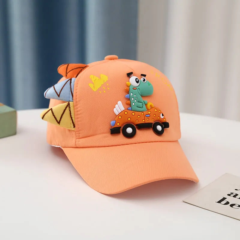 Gorra con visera de coche de dinosaurio, bordado de niños y niñas de estilo coreano