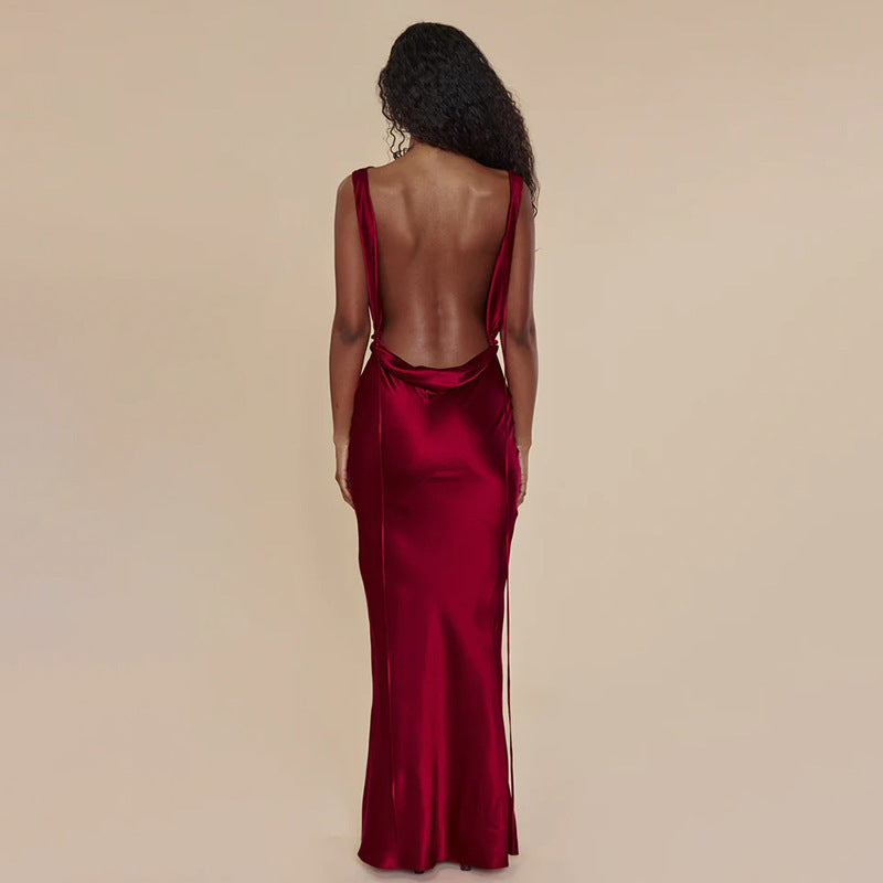 Vestido largo de noche con cordones estilo banquete para mujer