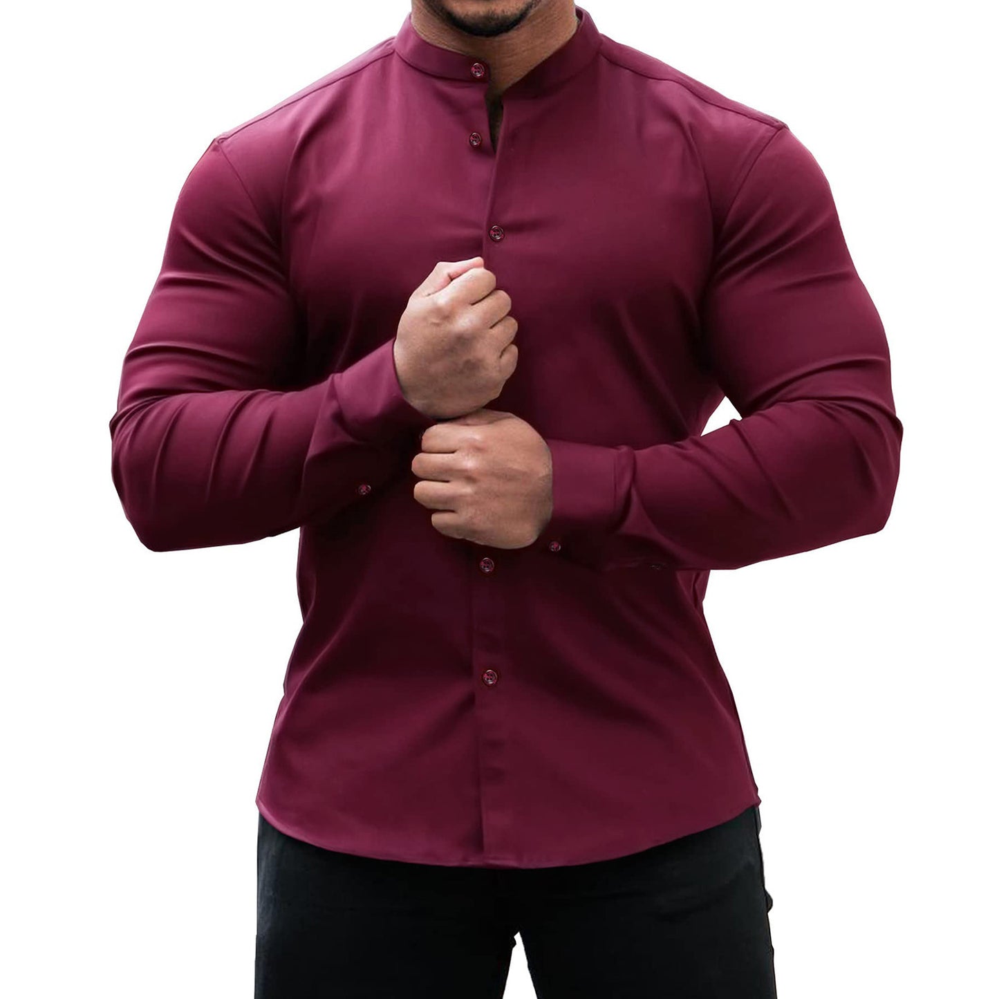 Camisa de manga larga para hombre, Tops informales con botones, ropa informal de Color sólido para hombre