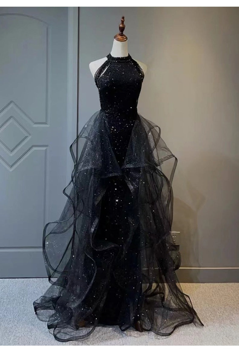 Vestido de noche negro para mujer
