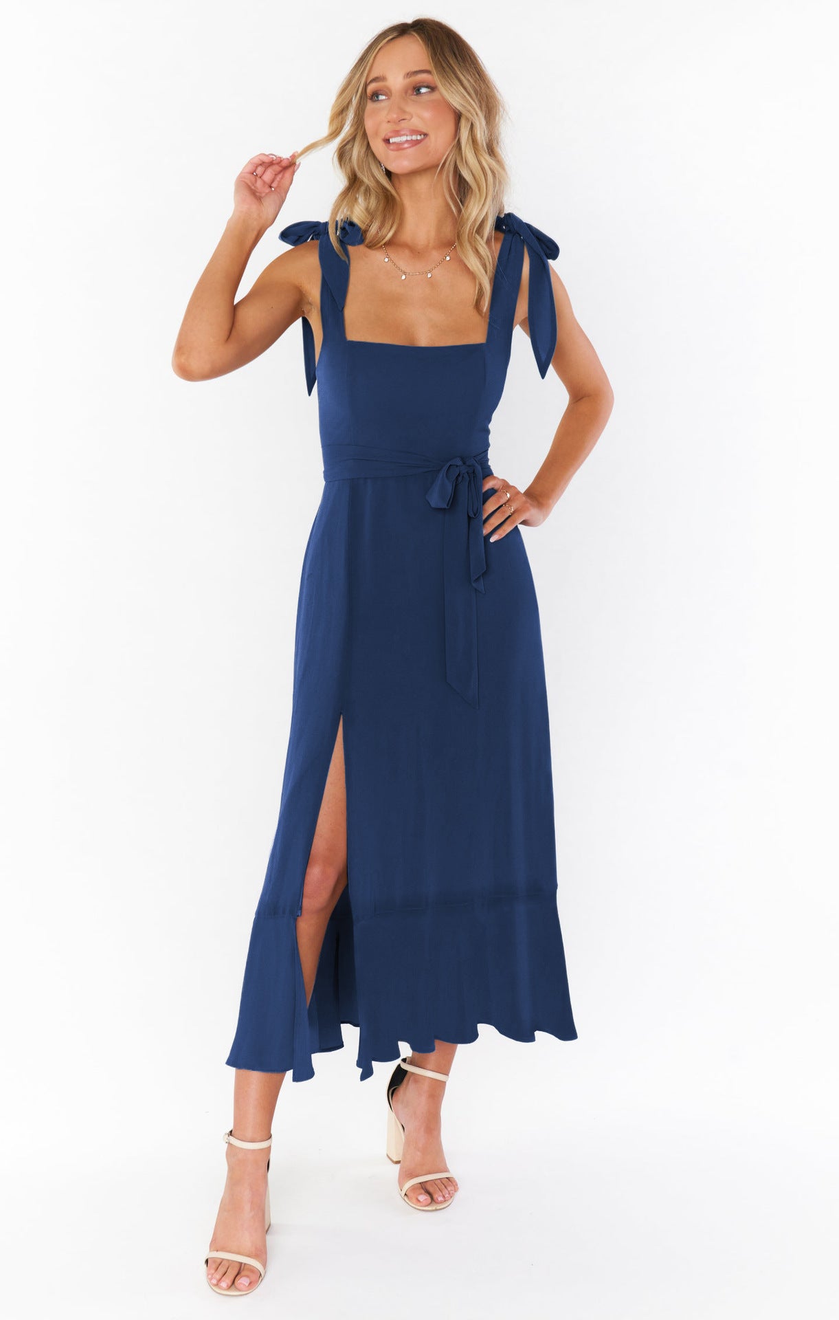 Vestido de color liso para mujer, estilo informal y elegante