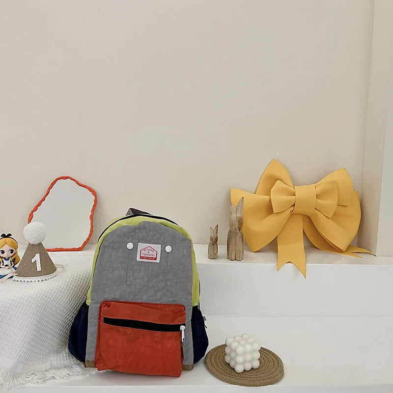 Children's Bags Simple And Lightweight Canvas Backpack Boys Girls Spine Protection