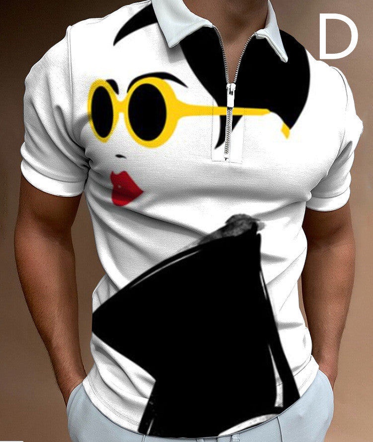 Camisas para hombres Face Art Print Camisetas de manga corta Ropa de calle para hombre