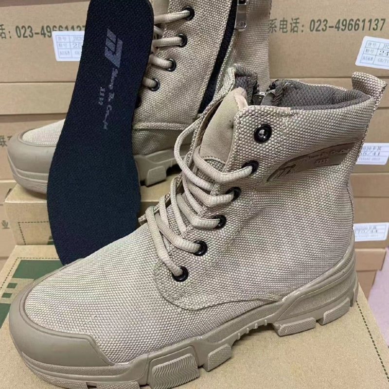 Botas Martin de lona para herramientas de protección laboral de caña alta, impermeables con parte inferior gruesa