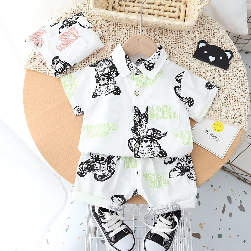 Camisa de manga corta con solapa para bebé, traje para niños, ropa ligera para niños