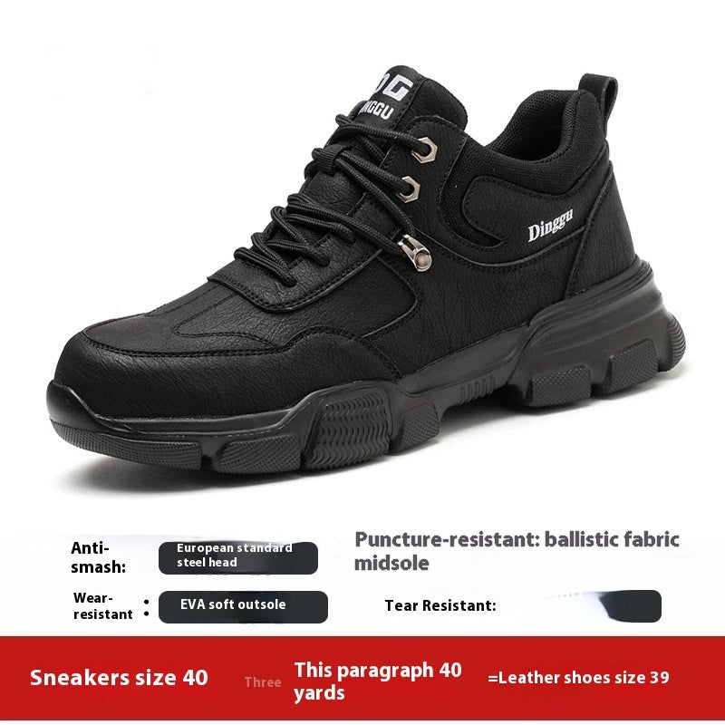 Zapatos de protección laboral para hombres, antigolpes y antiperforantes, cabeza de acero de seguridad para todas las estaciones