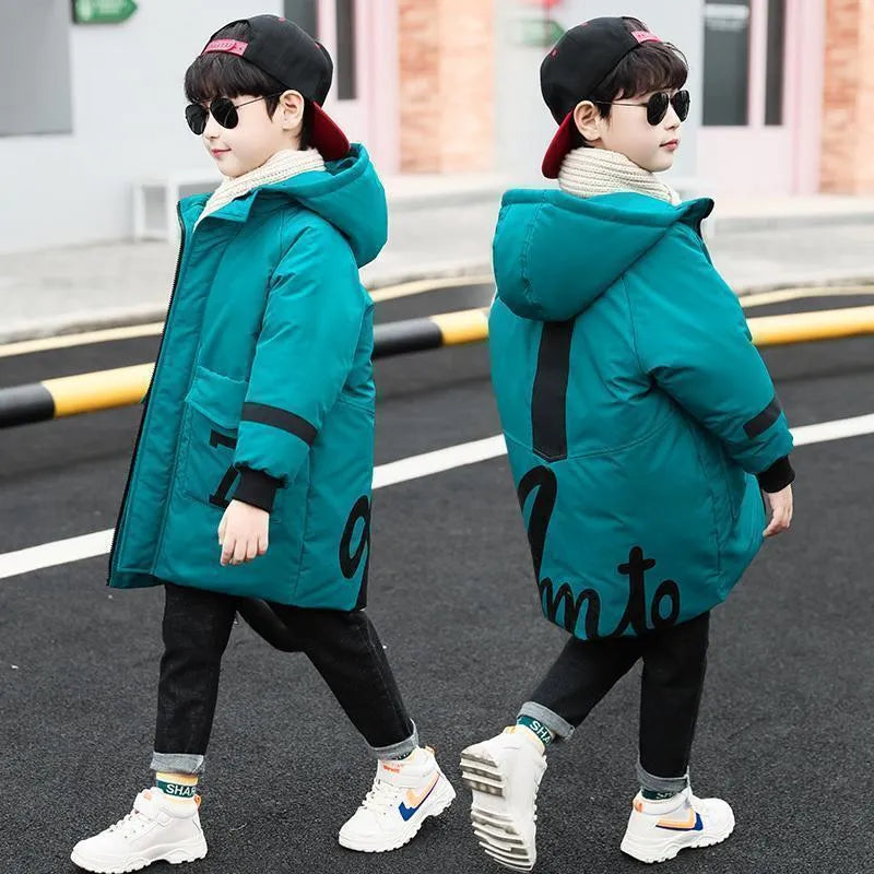 Ropa de invierno Chaqueta acolchada de longitud media para niños grandes