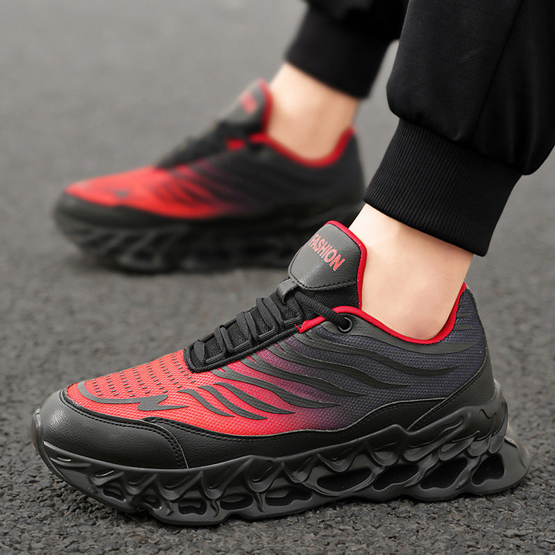Zapatillas deportivas con cordones para hombre, suela gruesa, vulcanizadas, para correr al aire libre y deportes casuales.