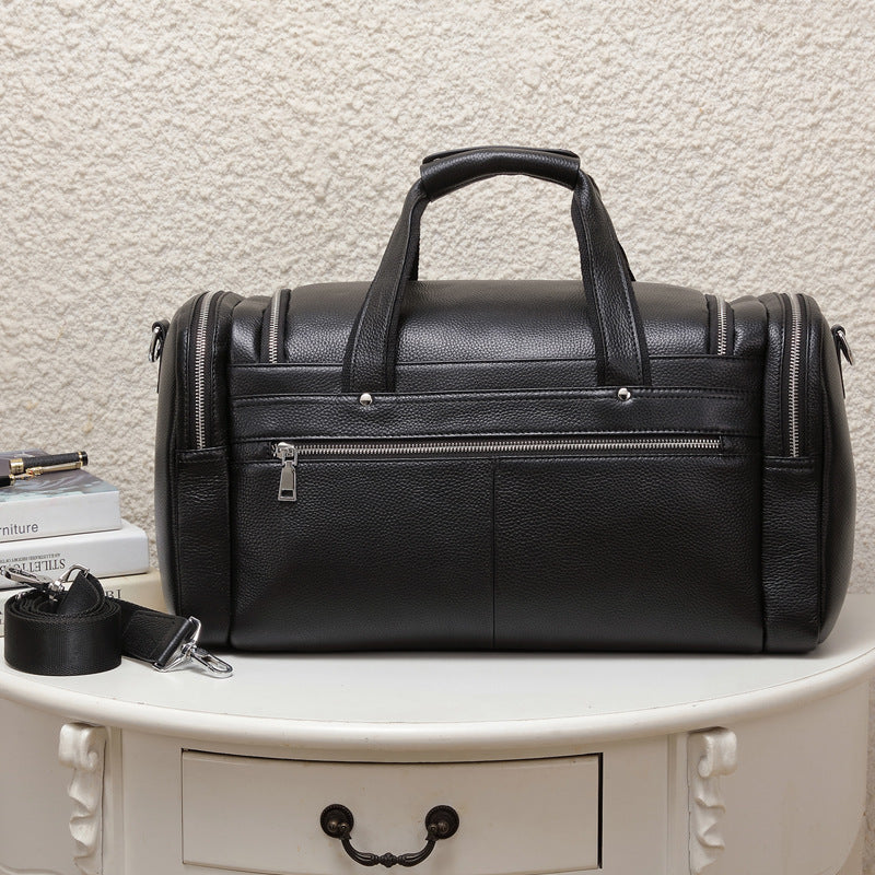 Bolso de mano de cuero para hombre, de gran capacidad, para viajes cortos.