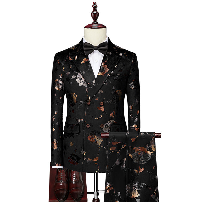 Conjunto de traje con corbata estampada creativa de negocios para hombre