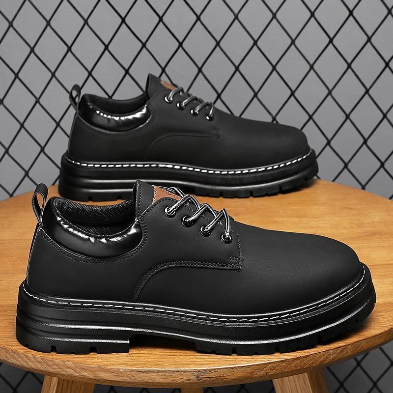 Otoño Nuevos Zapatos de Cuero con Plataforma Transpirable Martin para Hombre Botas Casuales