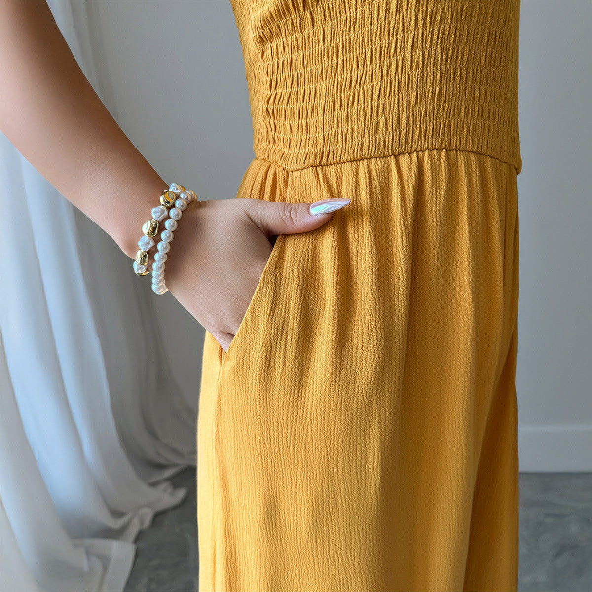 Women's High-grade Simple Camisole High-waist Wide-leg Jumpsuit
