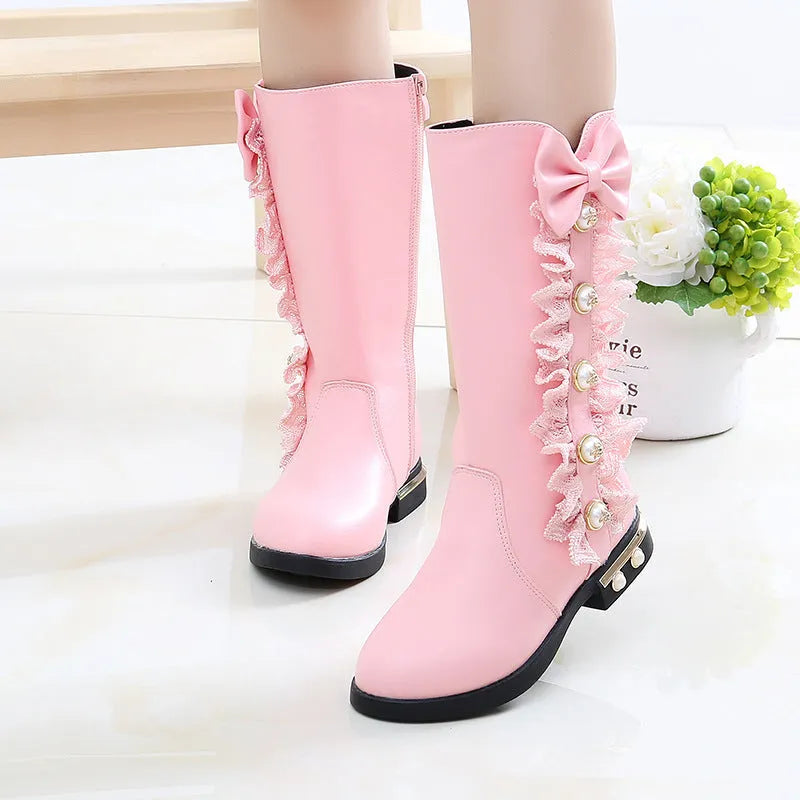 Otoño e invierno nuevas botas para niñas con forro polar