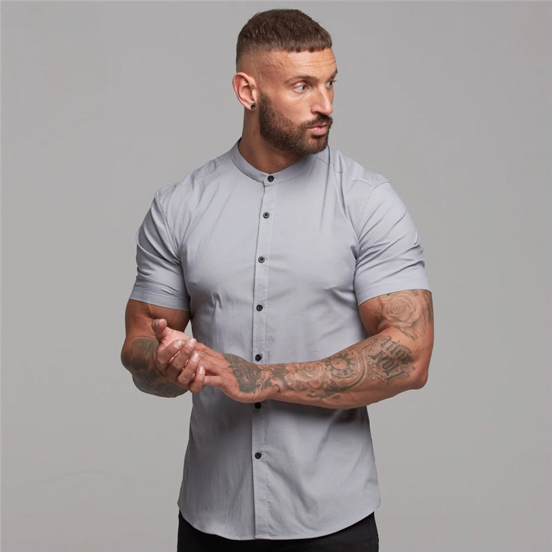 Nueva camisa de verano, ropa deportiva, Tops de algodón, camisas deportivas de manga corta, camisa corta transpirable de moda informal para hombre