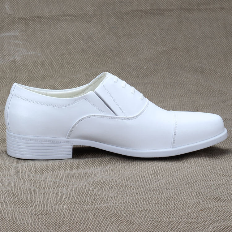 Blanco para hombre formal tacón bajo con cordones azul marino punta estrecha zapato de boda casual vestido punta redonda