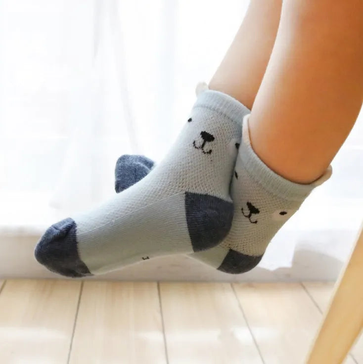 Calcetines para niños Pack de 5 colores Calcetines de algodón transpirables de verano para niños y niñas