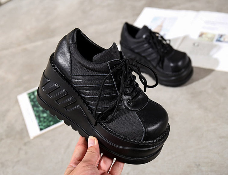 Punk Big Toe Platform Shoes WomenGoth Retro Sponge CakeJK Slope Heel