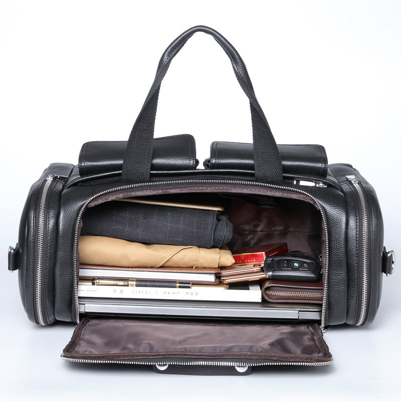 Bolso de mano de cuero para hombre, de gran capacidad, para viajes cortos.