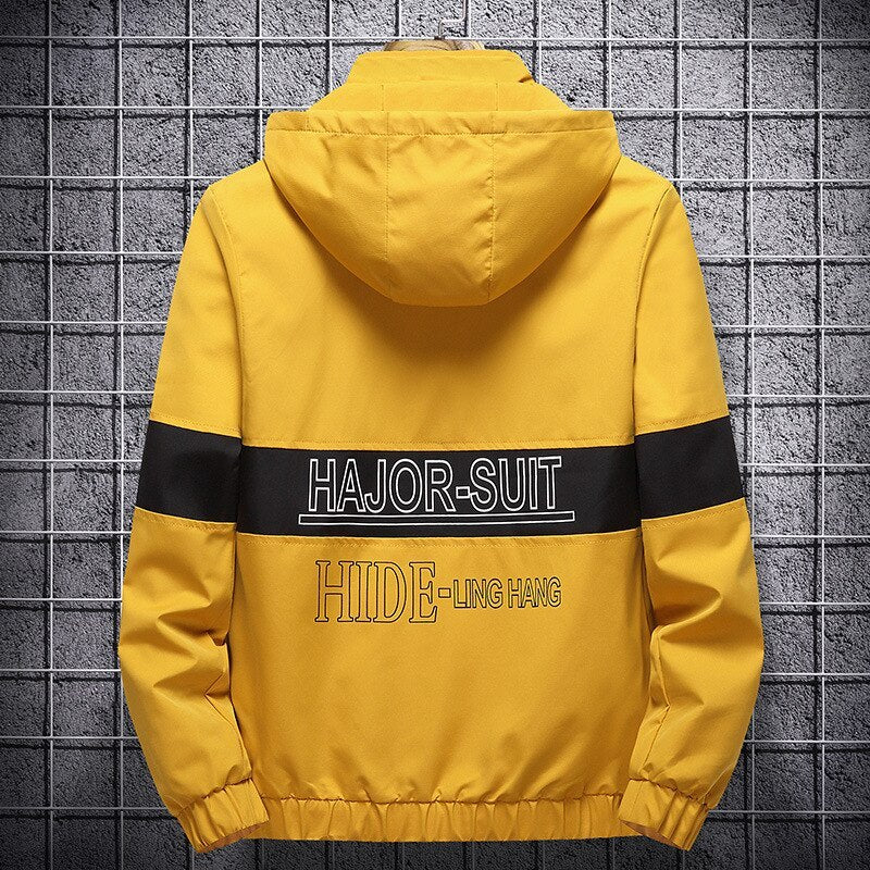 Uomini Con Cappuccio Corea Casual Giacca della Gioventù Del Collare Del Basamento di Carico Giacca Da Baseball Mens di Modo Lettera Del Ricamo di Autunno della Molla Cappotti