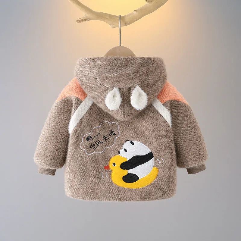 Chaqueta acolchada de terciopelo y terciopelo de visón de invierno cálido para niños