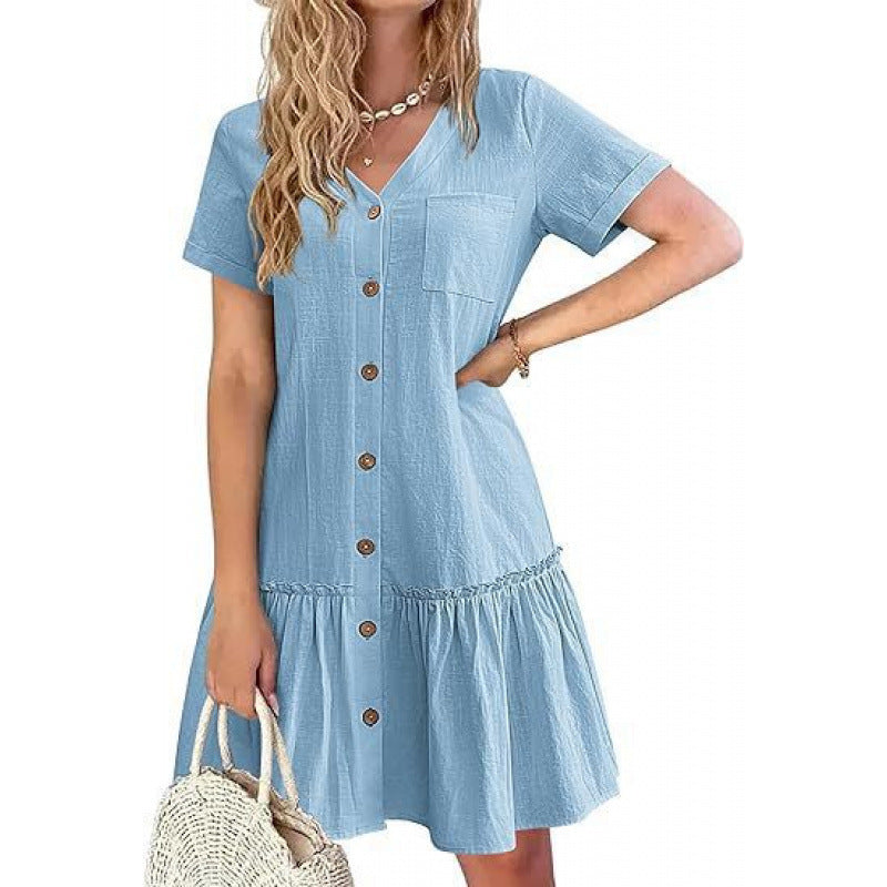 Women's Loose Summer Cotton And Linen Dress