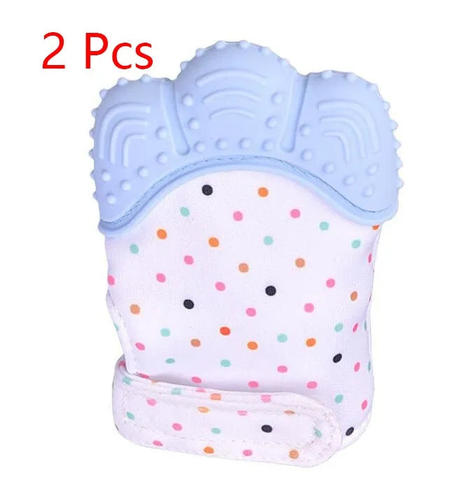 Guantes molares de silicona antimordeduras para dentición de bebé, juguetes con sonido para niños