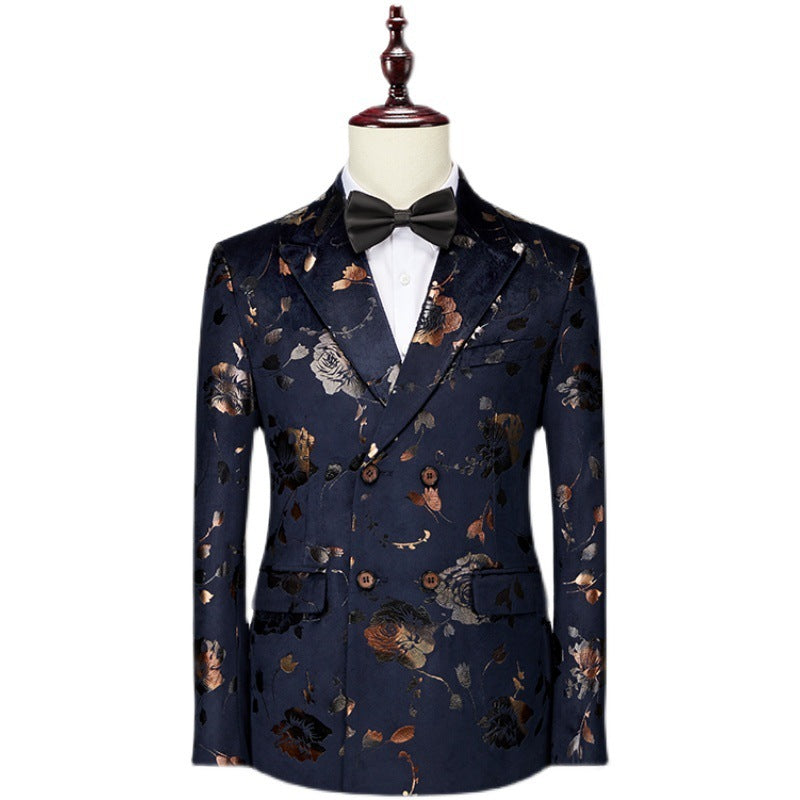 Conjunto de traje con corbata estampada creativa de negocios para hombre