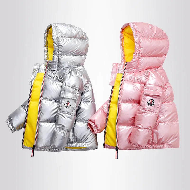 Chaqueta de plumón brillante para niños, chaqueta de invierno