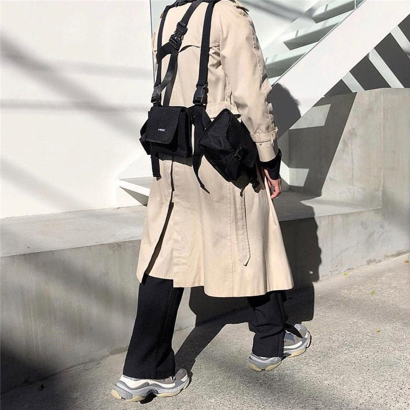 Bolso de hombro táctico para hombre, riñonera táctica para niño, ropa de calle, riñoneras funcionales, chaleco para hombre, bolsas de pecho de Hip hop 030266