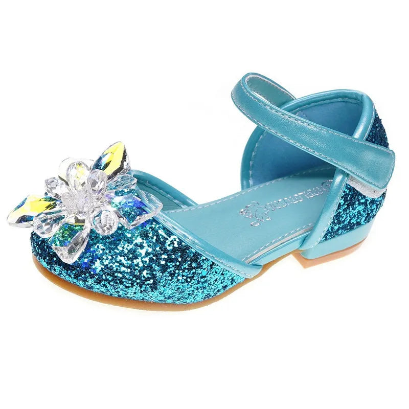 Zapatos de cristal para niñas, zapatos individuales con diamantes de imitación.