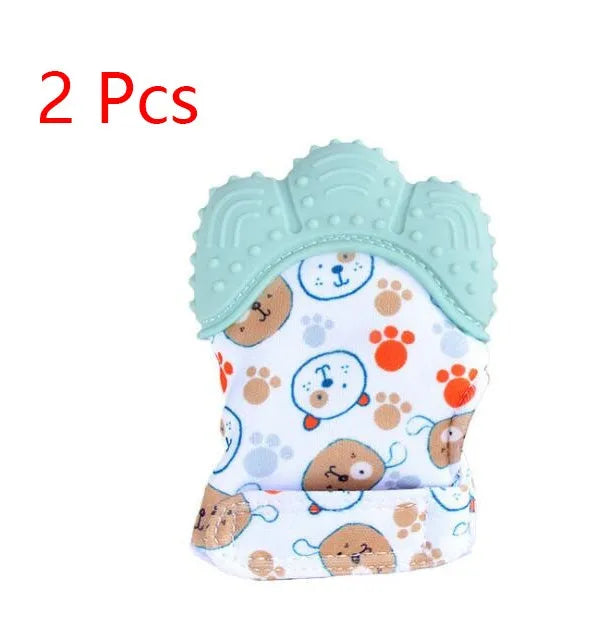 Guantes molares de silicona antimordeduras para dentición de bebé, juguetes con sonido para niños