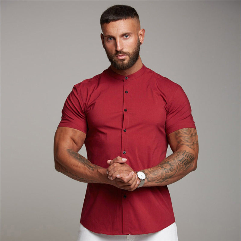 Nueva camisa de verano, ropa deportiva, Tops de algodón, camisas deportivas de manga corta, camisa corta transpirable de moda informal para hombre