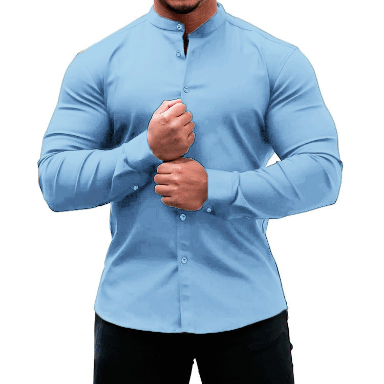 Camisa de manga larga para hombre, Tops informales con botones, ropa informal de Color sólido para hombre