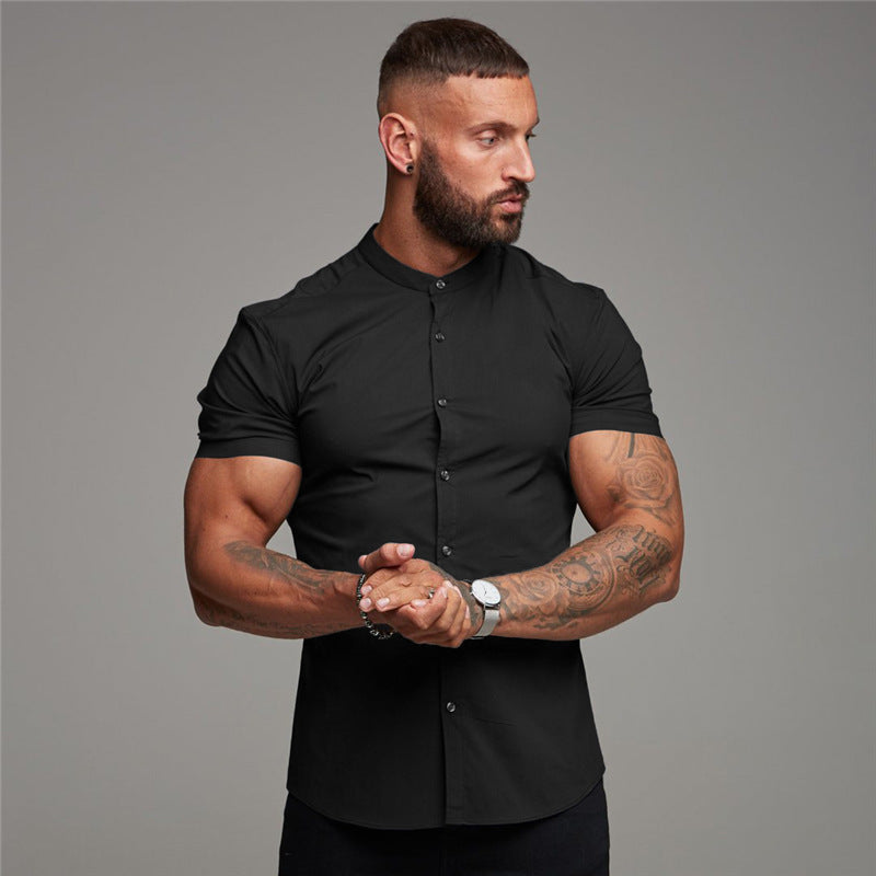 Nueva camisa de verano, ropa deportiva, Tops de algodón, camisas deportivas de manga corta, camisa corta transpirable de moda informal para hombre