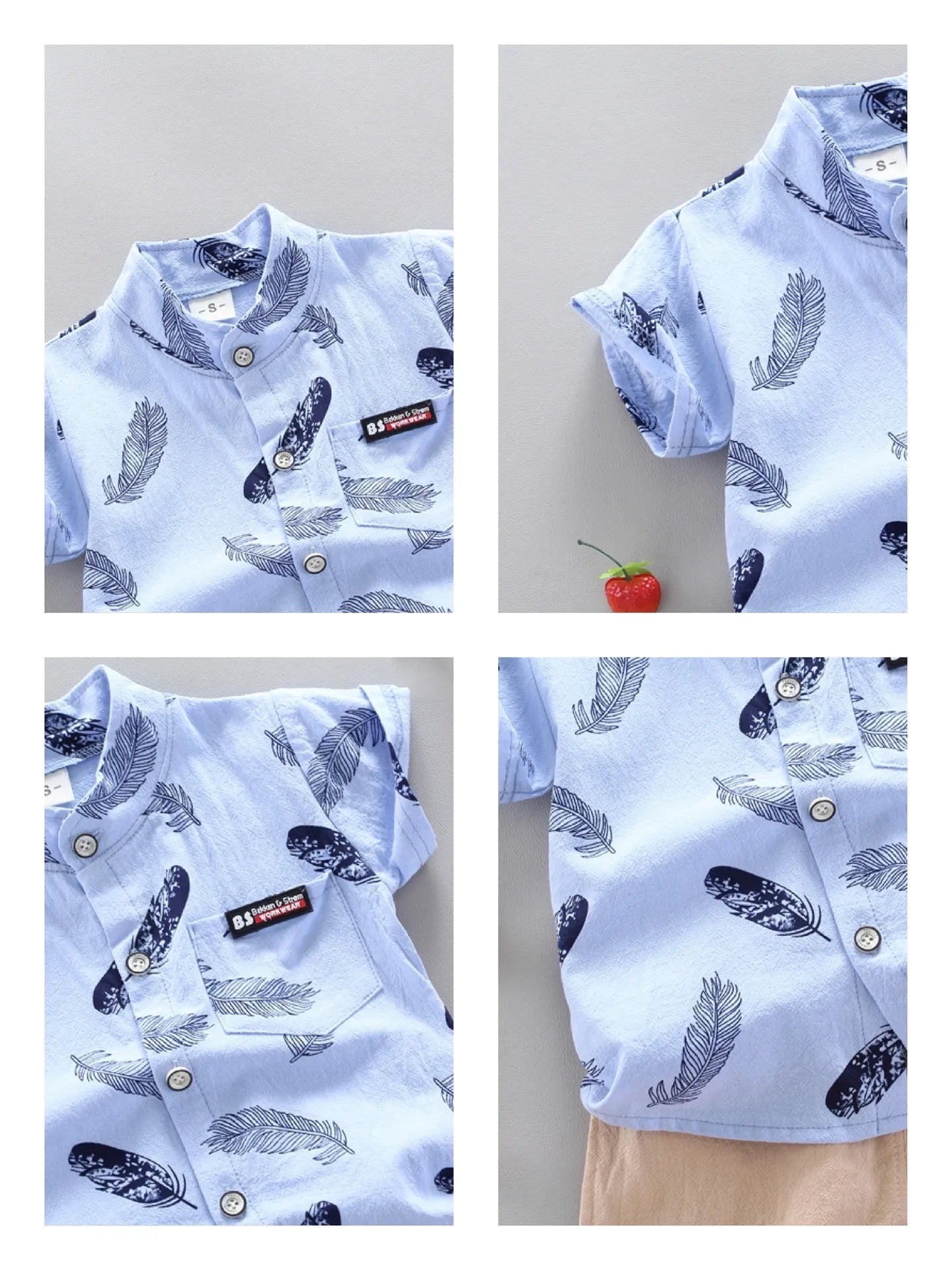 Bebé niños bebé pluma dibujos animados manga corta camisa pantalones cortos traje de dos piezas
