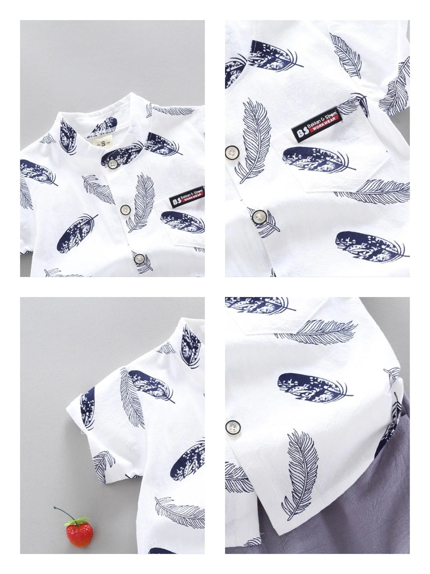 Bebé niños bebé pluma dibujos animados manga corta camisa pantalones cortos traje de dos piezas