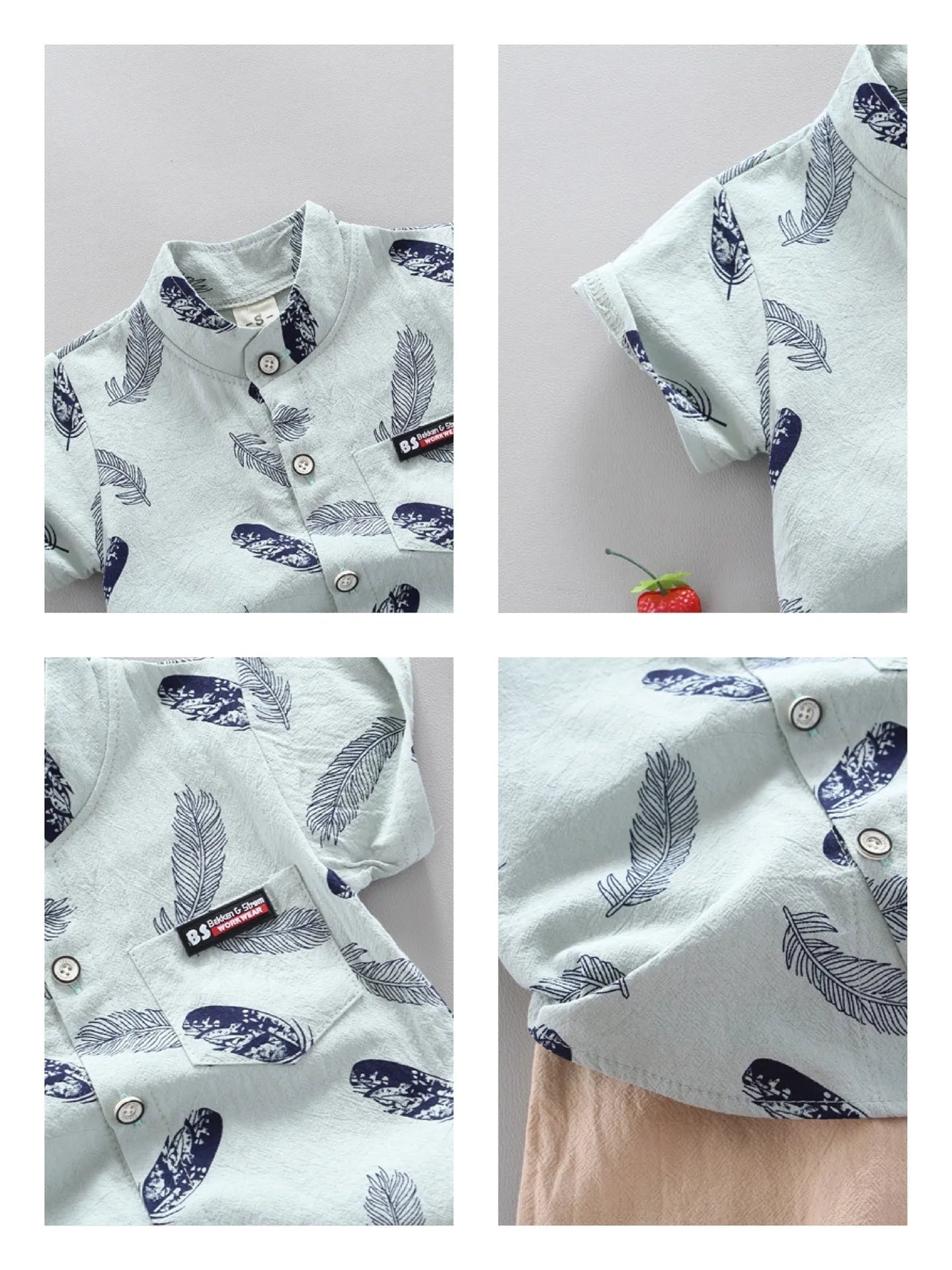 Bebé niños bebé pluma dibujos animados manga corta camisa pantalones cortos traje de dos piezas