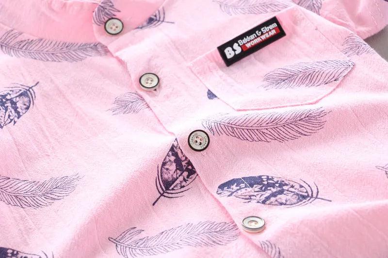 Bebé niños bebé pluma dibujos animados manga corta camisa pantalones cortos traje de dos piezas