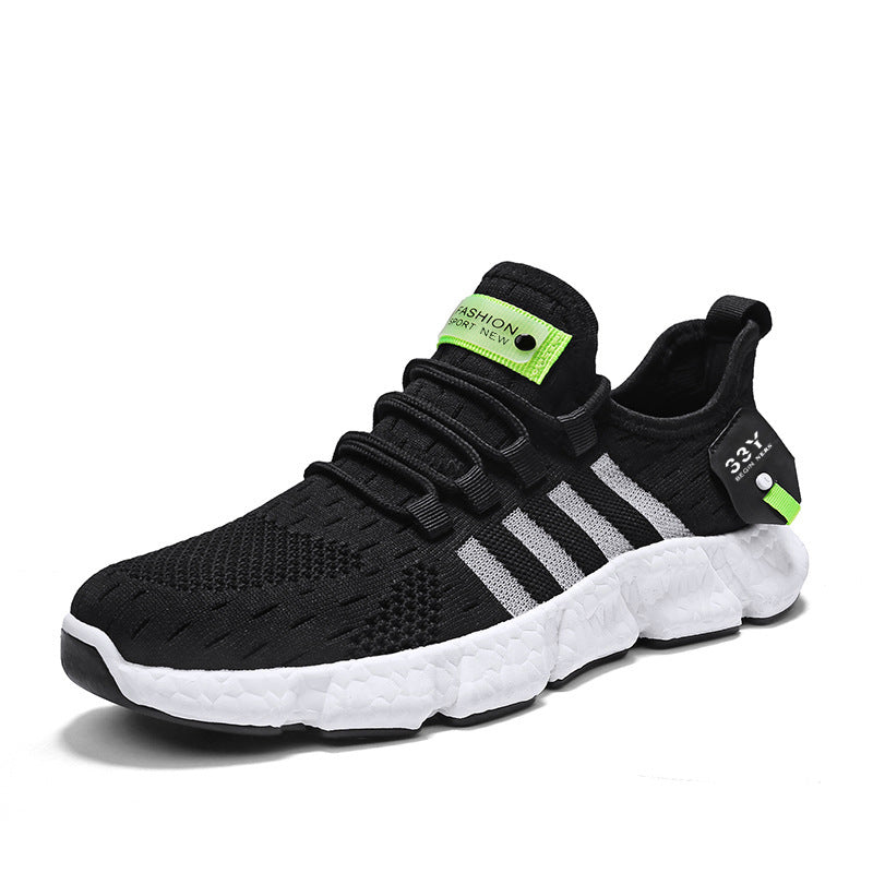 Lying Weave Zapatos para correr para hombre, zapatillas ligeras de palomitas de maíz, zapatos deportivos cómodos para caminar, zapatos casuales para seguir corriendo