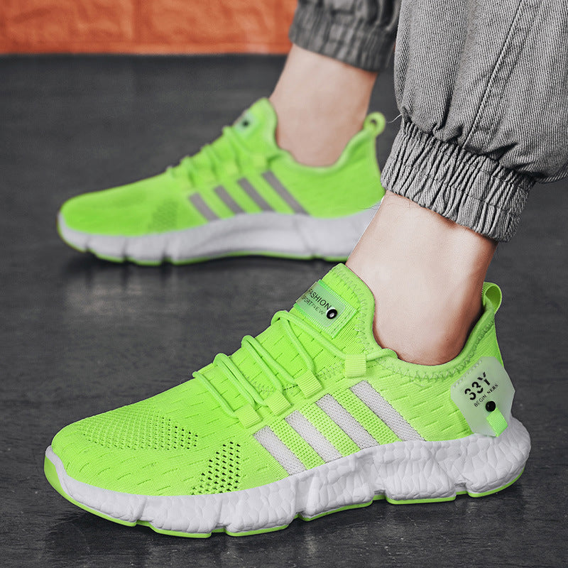 Lying Weave Zapatos para correr para hombre, zapatillas ligeras de palomitas de maíz, zapatos deportivos cómodos para caminar, zapatos casuales para seguir corriendo
