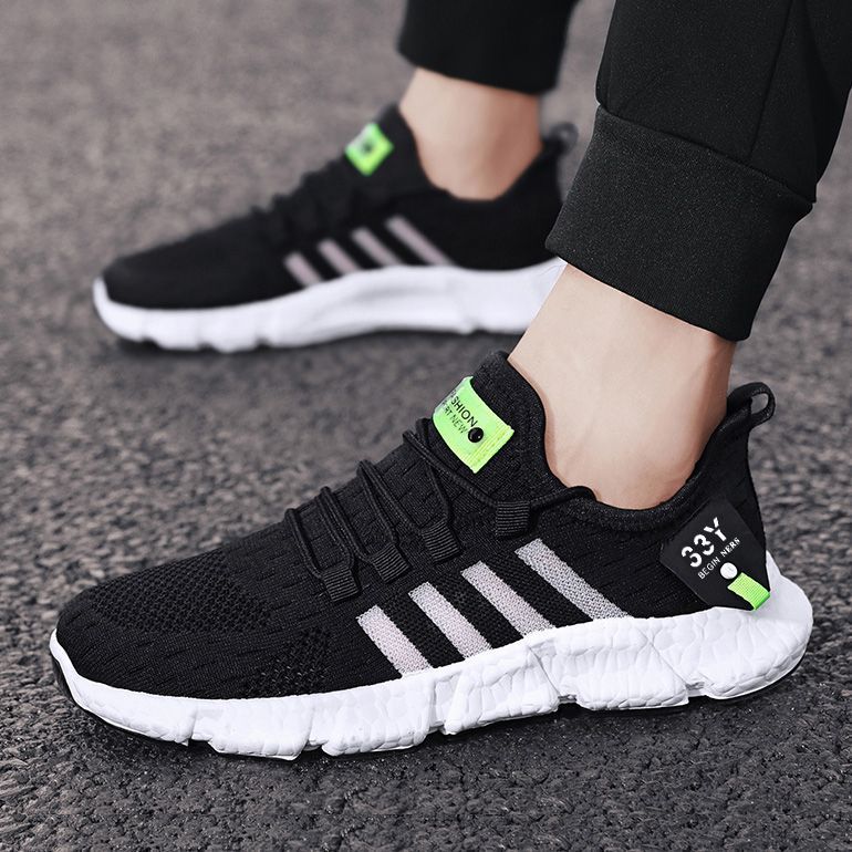 Lying Weave Zapatos para correr para hombre, zapatillas ligeras de palomitas de maíz, zapatos deportivos cómodos para caminar, zapatos casuales para seguir corriendo