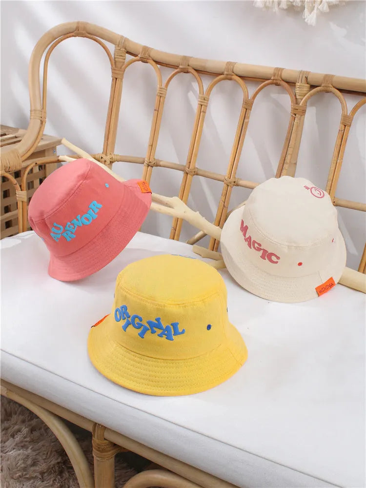 Versión coreana de sombrero de pescador para niños, sombrero para bebés de primavera y otoño, protector solar de verano para niños, sombrero fino con visera salvaje, marea