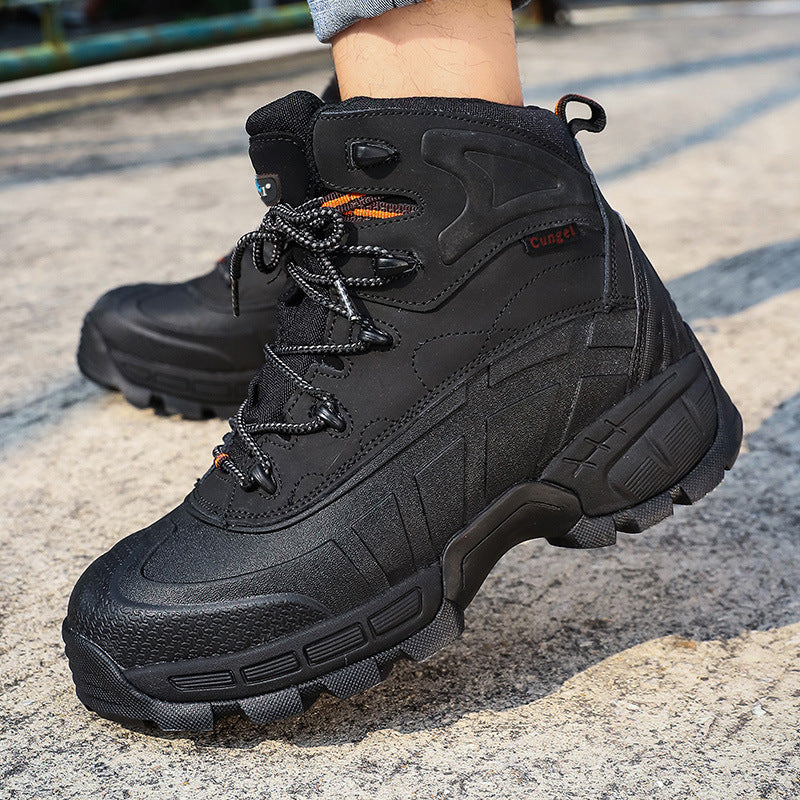 Botas altas con suela de acero resistentes al desgaste, botas para el desierto para exteriores para hombre, botas tácticas, botas de seguridad antigolpes