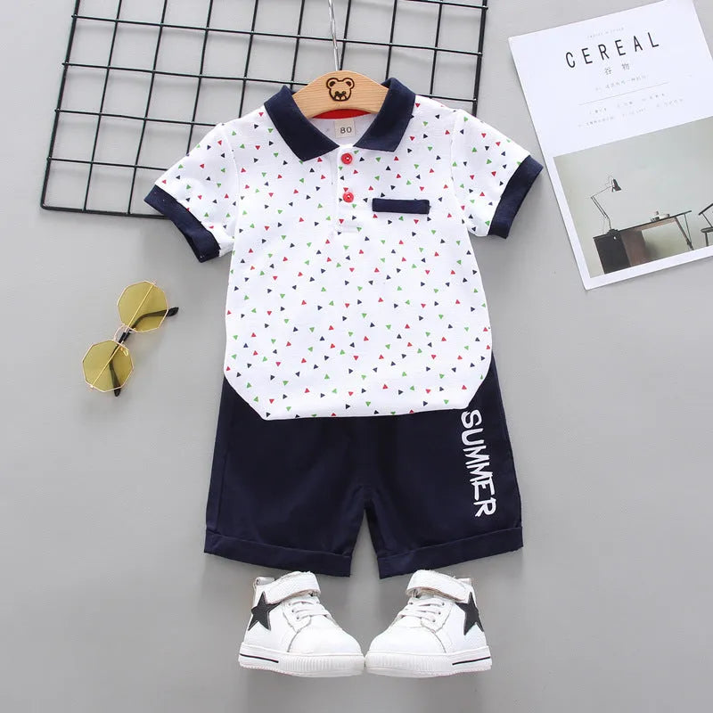 Ropa infantil de dos piezas de dibujos animados de manga corta