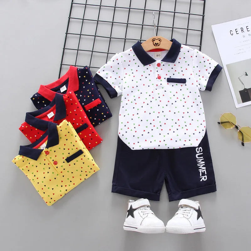 Ropa infantil de dos piezas de dibujos animados de manga corta